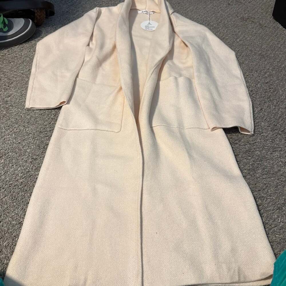Anrabess Long Cardigan Size S Beige Knit Coatigan